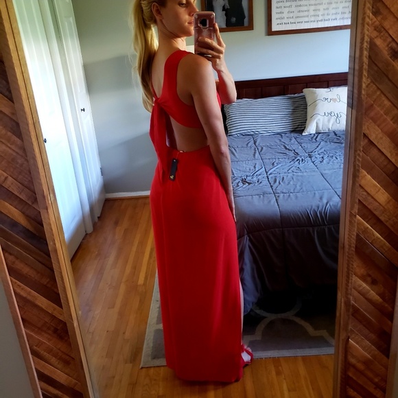 Red Open Back Maxi Dress - Picture 3 of 3